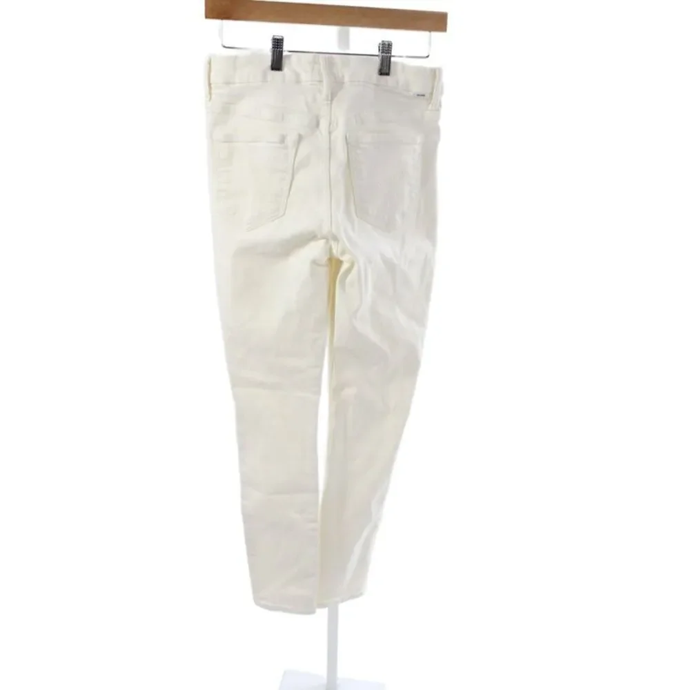 Mother Womens Skinny Jeans Ivory High Rise Button Cotton Size 29